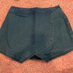 Denim wrap skort